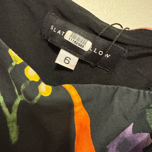 Slate & Willow Black Multicolor Floral High-Low One Shoulder Dress Size 6 - Picture 9 of 12